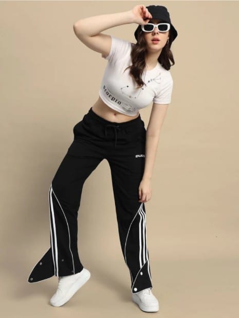 Striped Unisex Black Pants